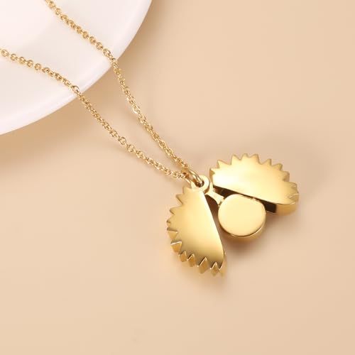 Sunflower Cremation Urn Jewelry For women Gold