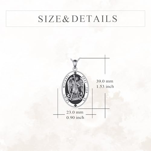 YFN St. Michael Necklace 925 Sterling Silver Archangel Michael Saint Pendant Faith Jewellery Gifts For Men Women