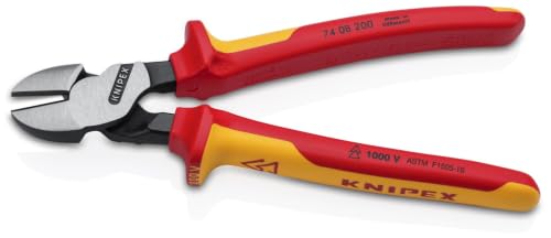 KNIPEX 74 08 200 SBA insulated high-leverage diagonal side-cutting pliers, 8-inch red and blue handles