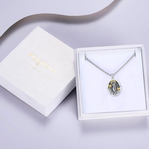 Jesus Medal/Saint Michael/Saint Francis/Saint Necklace S925 Sterling Silver Seiyang Saint Necklace Amulet Medal Pendant Catholic Religous Protection Jewelry Gift for Men Women A-Saint Francis Necklace