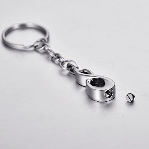 Cremation Keychain Infinity Love Ash Memorial Keepsake Pendant Urn Jewelry with Funnel Kit Non-customized