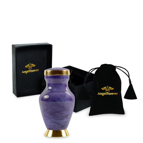 Small Keepsake Cremation Urn for Ashes | Keep Your Loved Ones Memory Close | Elegant Everlasting Tribute | Mini Personal Memorial for Remains, Dried Flowers, Sacred Earth | Threaded Lid | 3 Cubic Inch Purple