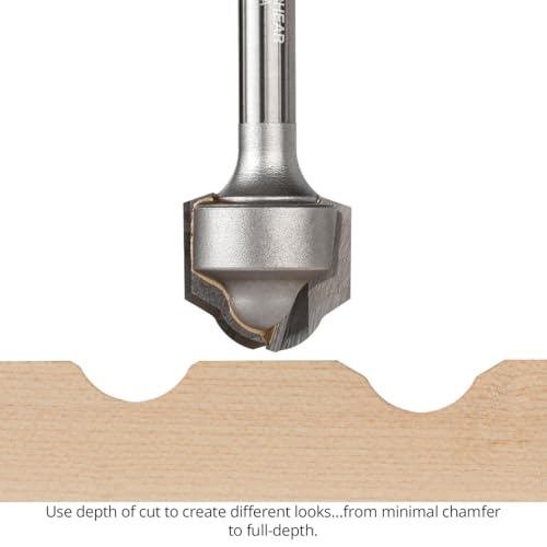 Ultra-Shear carbide-tipped juice groove router bit with chamfered lead-in, 1/4-inch shank and 3/8-inch nose