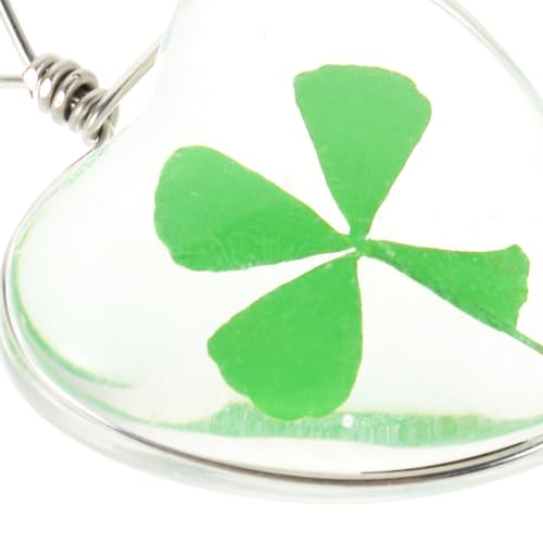 Cabilock 5pcs Glass Shamrock Heart Pendant for DIY Necklace Jewelry Making