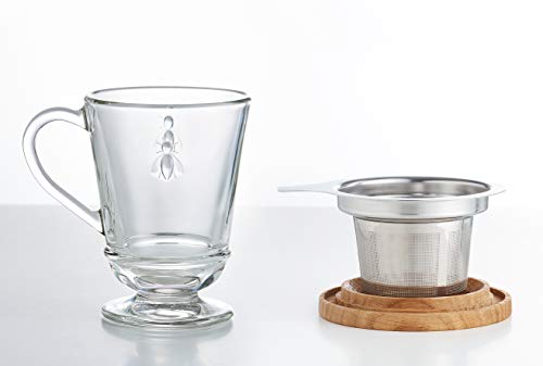 La Rochere Bee Tea Cup w/Infuser & Lid - Vintage Glassware (9.oz)