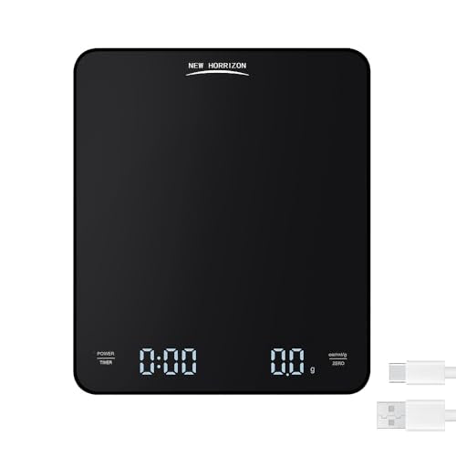 New Horrizon Rechargeable Digital Food Scales, scales kitchen, digital scale, precision scale, 0.1g x 3000g Food Scale LCD display, Coffee Scales