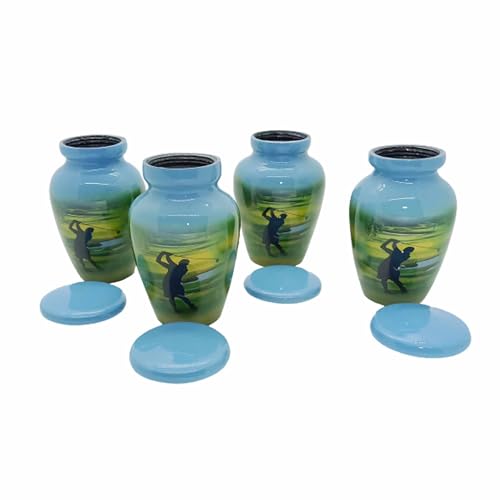 UR Keepsake Urn Set of 4-Perfect Golf Man Keepsake Cremation Urn for Human Ashes with Velvet Box & 4 Velvet Bag-Mini Keepsake Urn - Affordable Urn (3 cu.in x 4pcs)