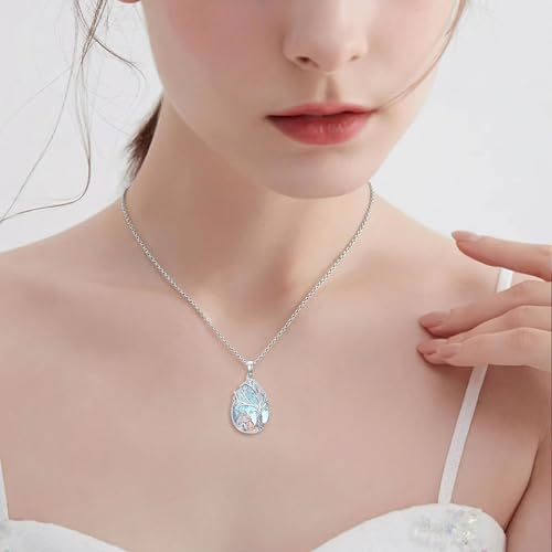 Tree of Life Urn Necklace for Ashes/Pet Cremation Teardrop Moonstone Necklace Pendant Jewelry Gifts for Mom Wife Women Birthday Christmas Memorial Day cat-urn
