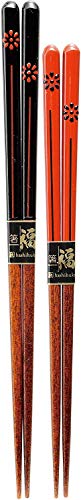 Kawaii 27920 Chopsticks, Chrysanthemum Komon, Lion Mai, Chopsticks Rest, Assortment, 9.1 / 8.3 inches (23 / 21 cm) Chrysanthemum crest x Leo Mai