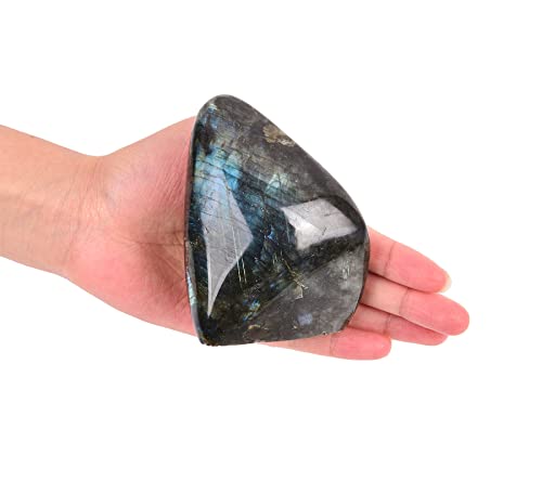 AMOYSTONE Single Decorative Stone Labradorite Polished Stone Slab Crystal Aura Healing Reiki Home Decor Small 0.8-1.3 LBS 0.8 ~ 1.3 LBS Labradorite a