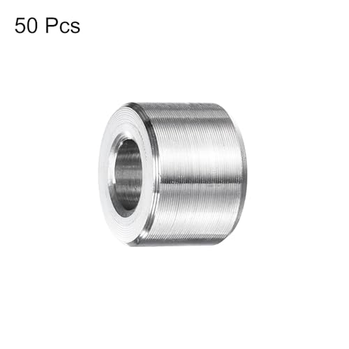 uxcell 50 Pcs Stainless Steel Spacer 1/4" Bore x 1/2" OD x 3/8" Length Screw Bushing Plain Finish Round Metal Spacer for 1/4" Screws Bolts and Rods 1/4" x 1/2" x 3/8"