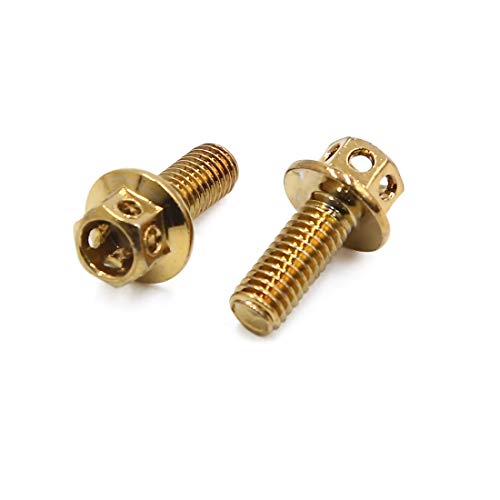 uxcell 14-piece gold tone M6 x 15mm titanium-plated stainless steel hexagon motorcycle bolts and clips set