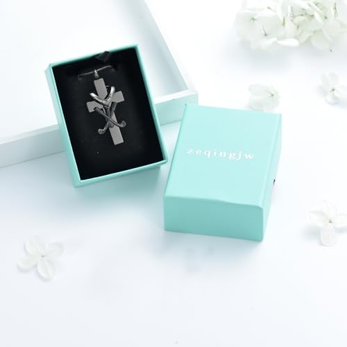 zeqingjw Cross Urn Necklace for Ashes for Men Women Stainless Steel Cremation Golf Clubs Jewelry Ashes Keepsake Memorial Pendant Ash Holder of Loved Ones Black