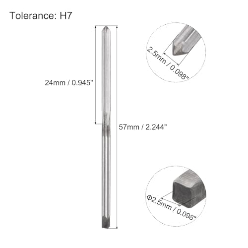 QUARKZMAN Hand Reamers, 2.5mm H7 Metric Reamer Drill Bit for Metal Wood Hole Reaming, Straight Groove High Speed Steel (HSS) Tool