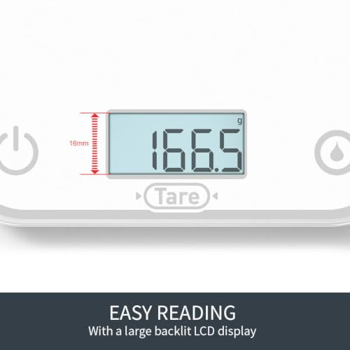 Tefal Optiss BC50U0V0 Electronic Kitchen Scale, Easy-to-Read Backlit Display, Scratch-Resistant, Accuracy 0.5 g, Tare Function, Capacity 5 kg, Batteries Included, White White Glass
