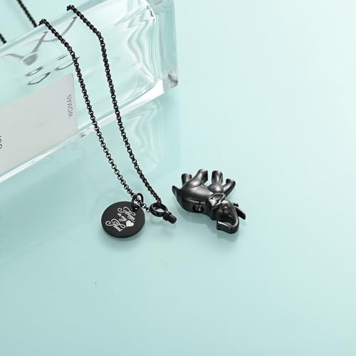 Urn Necklace for Ashes Elephant Cremation Jewelry for Human Pet Ashes Keepsake Memorial Urn Pendant Locket for Women Men Black