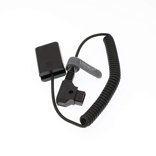 Uonecn NP-FW50 Dummy Battery to D-Tap Coiled Power Cable, 8V Camera Power Cord for Sony Alpha a7 a7R a7S a7II A6000 Series Cameras, 12-36in/30-90cm