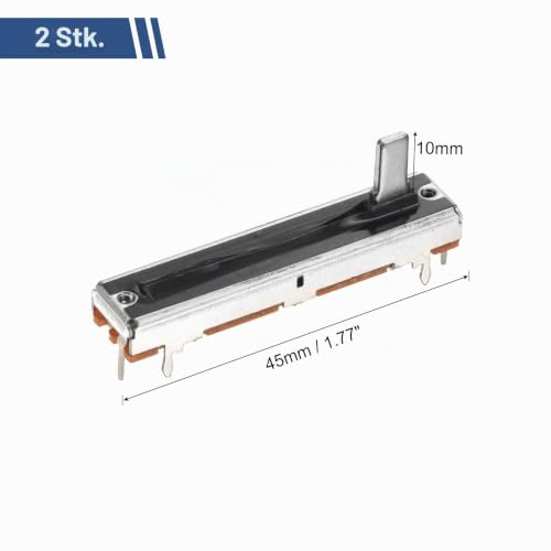 QUARKZMAN Sliding Potentiometers 10K Ohm Slide Potentiometer Single Linear 30 mm 7 Pins Electronic Potentiometer with Metal Handle Pack of 2 B10K