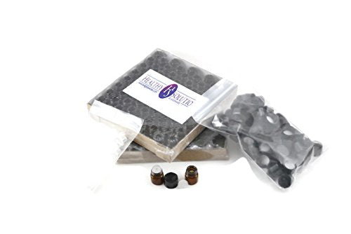1/4 Dram (1ml) AMBER Glass Vial (144)- Flat Black Screw Cap w/Orifice Reducer and Seal - Pack of 144