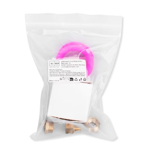 1-Pcs 50 mm Well Pump Pressure Gauge BSP 1/4 Inch 0-14 Bar 0 ~ 200 Psi with 2 Pieces Socket 1/4 Inch to 3/8 Inch, 1/4 Inch to 1/2 Inch and 1 Piece Hex Nipple Reducing 1/4 Inch to 1/8 Inch, Teflon Tape, Axial 50MM, 14bar(200psi)