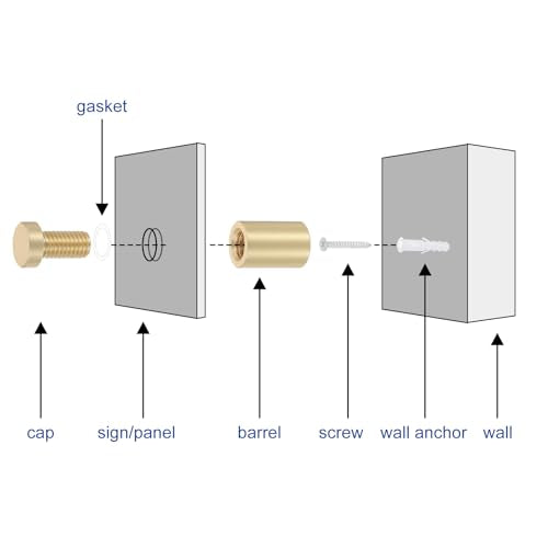 uxcell gold aluminum advertising standoff screws, 1/2 x 0.93 inch, 12-piece spacer set
