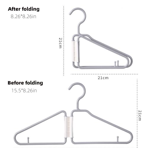 10pcs Grey Folding Hanger for Travel, Portable Lightweight Folding Hanger for Home Closets RV Closets Covert Space, 8.3 * 8.3in