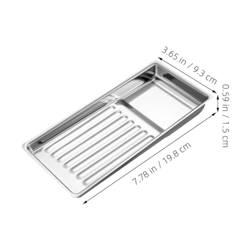 OUNONA Disinfectant Tray Stainless Steel 19.8 x 9.3 Inch Metal Tray for Manicure and Beauty Salon Tools Sterilisation Organiser