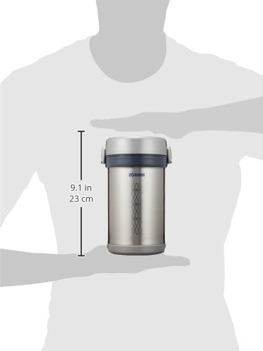 Zojirushi Thermal Stainless Lunch Box BENTO BAKO | SL-NC09-ST (Japan Import) 12.5 x 11 x 20.5 cm (without bag) Solid
