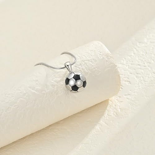 Sport Ball Urn Necklace for Ashes for Men Stainless Steel Memorial Pendant Silver-3
