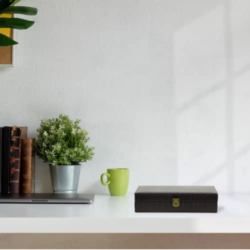 Decorebay vegan crocodile leather cufflink and jewelry box with ring storage and organizer, elegant and functional jewelry storage solution.