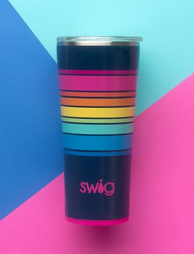Swig Life 22oz Insulated Tumbler, Travel Coffee Tumbler with Lid, Cup Holder Friendly Travel Coffee Mug, Stainless Steel (Electric Slide)