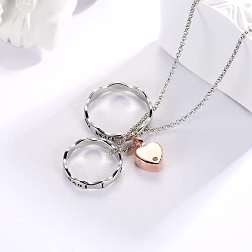 Sterling Silver Cremation Necklace for Ashes Keepsake for Women Rose Sister