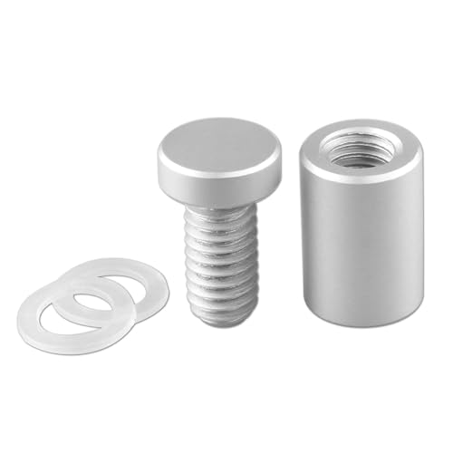TUBYIC silver aluminum sign standoff screws, 1/2 x 3/4 inch spacers for glass or acrylic panels, 8 pack