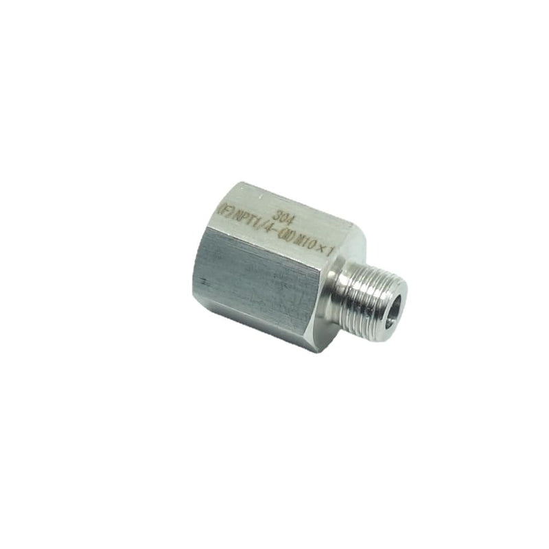[Australia - AusPower] - 1 Piece 1/4" NPT Pipe Female x M10 x1 Male Metric Gauge Adapter Stainless 304 SS304 M10*1 Male x 1/4" FNPT 