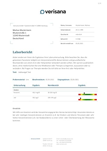 [Australia - AusPower] - Iodine Test - Iodine Deficiency & Creatinine Test Kit - Easy & Convenient Determine at Home - Iodine Deficiency & Thyroid Gland - Verisana Laboratory 