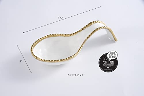 Pampa Bay Golden Salerno Spoon Rest White with Gold trim