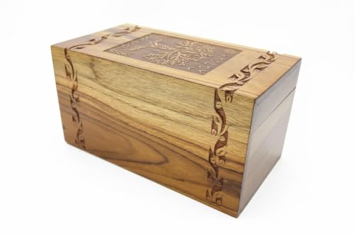 Wooden Cremation Urn for Human Ashes, Tree of Life Memorial Urn for Adults