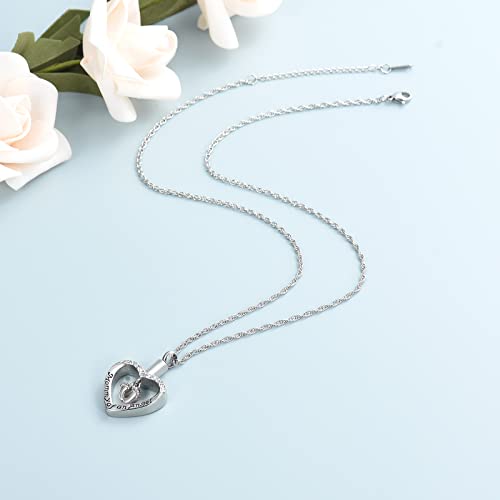 shajwo Cremation Jewelry Baby in Mom Arms Heart Urn Necklaces for Ashes Memorial Keepsake Necklace for Women Human Silver-Feet