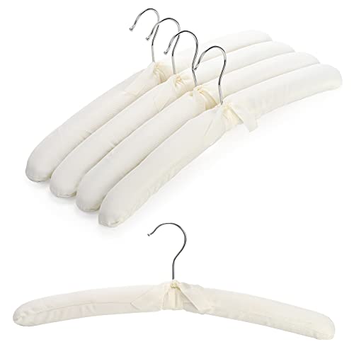 Tosnail 12 Pack Fabric Padded Hangers, Foam Padded Wedding Dress Hangers for Coat, Blouse, Sweaters, Bride Dress, Clothes - White