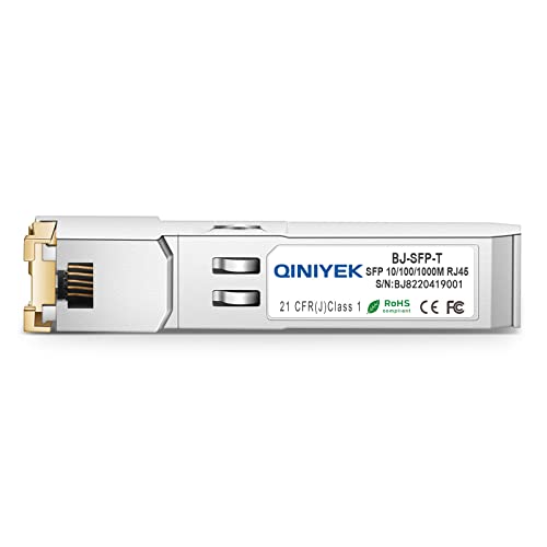 1.25G SFP to RJ45 Modules, 10/100/1000BASE-T Copper SFP Transceiver for Cisco GLC-T/SFP-GE-T, Meraki MA-SFP-1GB-TX, Ubiquiti UniFi UF-RJ45-1G, Netgear, Zyxel, D-Link TP-Link QNAP, 100 m 2pcs