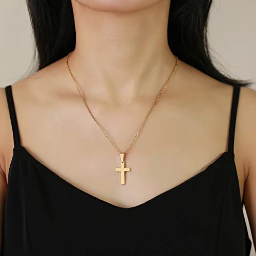 Necklaces for Women Trendy, Women Stainless Steel Cross Pendant Necklaces Gold