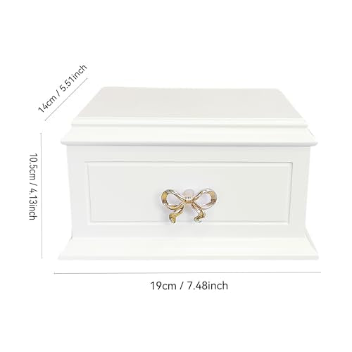 Liou PapaQ White Musical Jewelry Box with Ballerina for Girls and Women, Wooden Storage Organizer with Mirror,Swan Lake Tune, Great Gifts for Christmas,Birthday and all Holidays