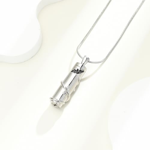 Sunflower Urn Necklace Cremation Jewelry Memorial Ash Necklace Silver-Black