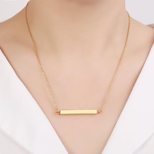 Horizontal Bar Urn Necklace For Ashes For Women Gold