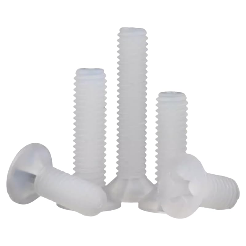 [Australia - AusPower] - Nylon M3x5 1000PCS Metric Phillips Flat Head Screws - Chemical Resistant Fastener Kit, Non-Conductive PA66 Bolts for PCB/Automotive Assembly White 