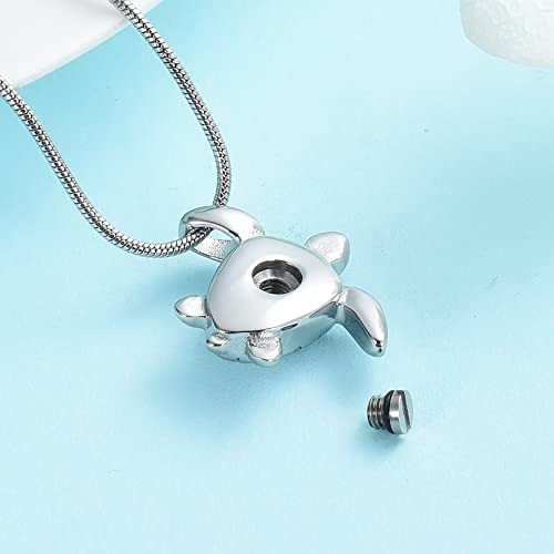 shajwo Sea Turtle Cremation Urn Necklaces for Ashes 1-Silver