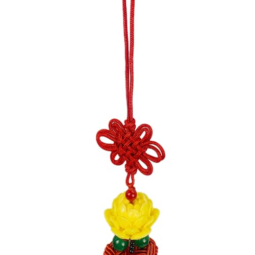 Car Hanging Decoration Lotus Flower Charm Tassel for Car Decoration Wall Hanging Decor/Wealth/Prosperity/Success (Red) Red