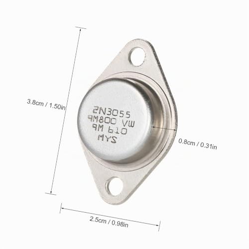 5pcs Power Transistor TO-3 15A 60V / 100V 2N3055 NPN Power Transistor, Stainless Steel