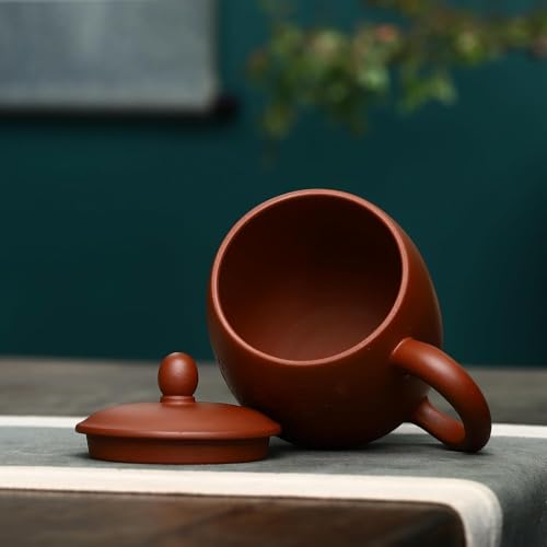 Inspired Yixing Clay Tea Cup 13.5 Oz, Zisha Mellow Tea Flavor Mug Inspired, Zhuni Red