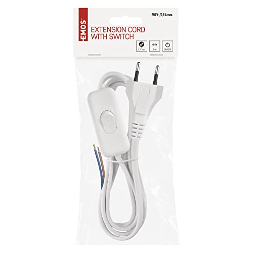 EMOS 3M Euro Plug Power Cord Replacement Power Cord with Switch for Lights Bulbs